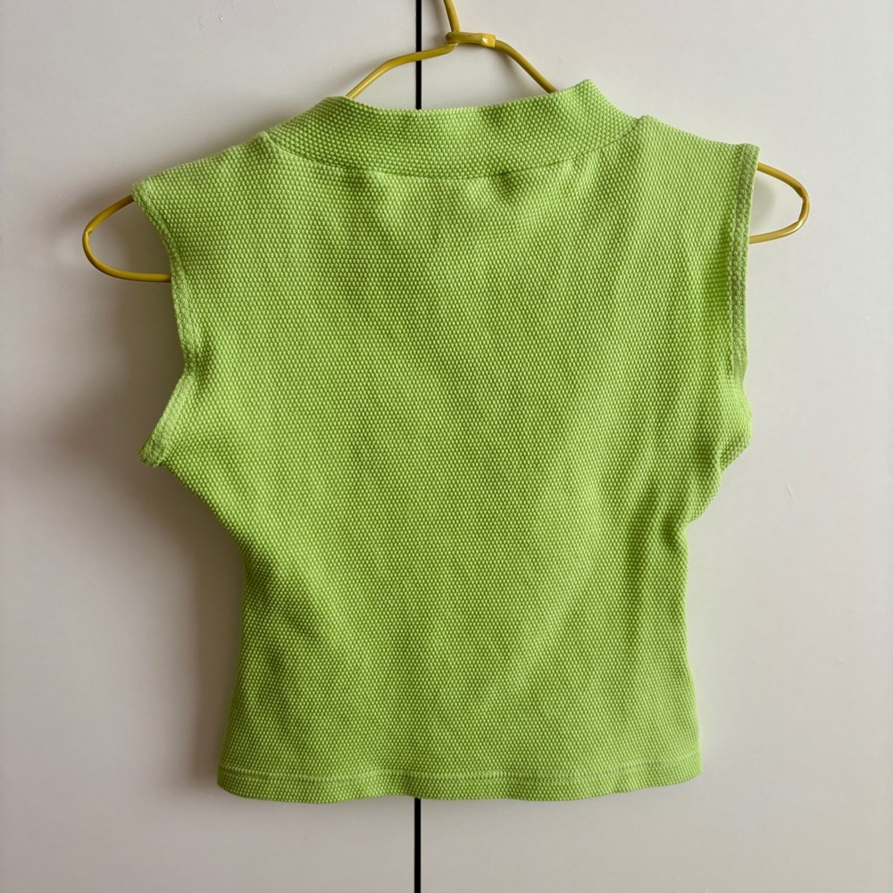 Vintage Apple Green Waffle Crop Top - Picture 7 of 11